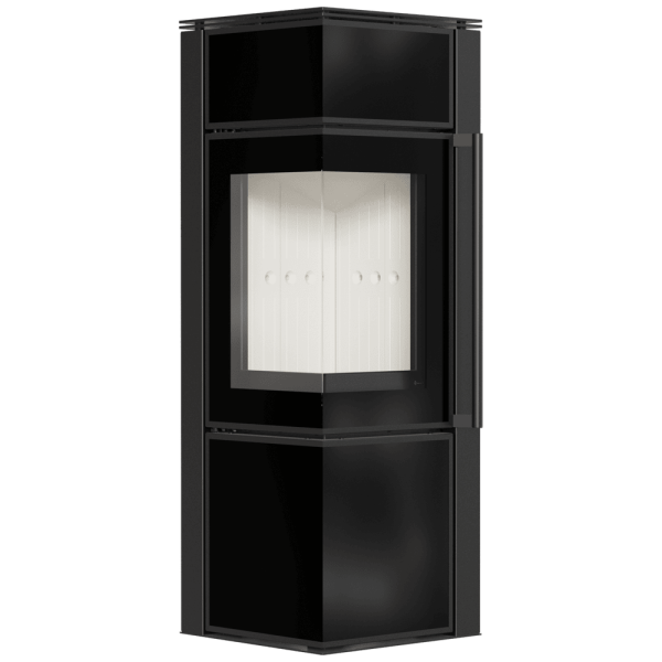 Piec stalowy koza KRATKI TORA/S 8 kW Ø 150 czarny panel szklany z domykaniem