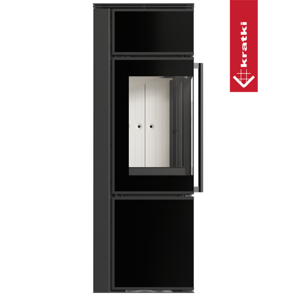 Piec stalowy koza KRATKI TORA/S 8 kW Ø 150 czarny panel szklany z domykaniem