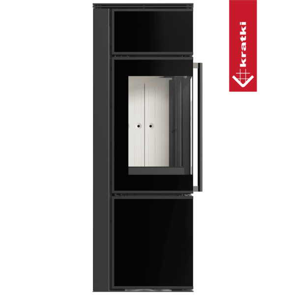 Piec stalowy koza KRATKI TORA/S 8 kW Ø 150 czarny panel szklany