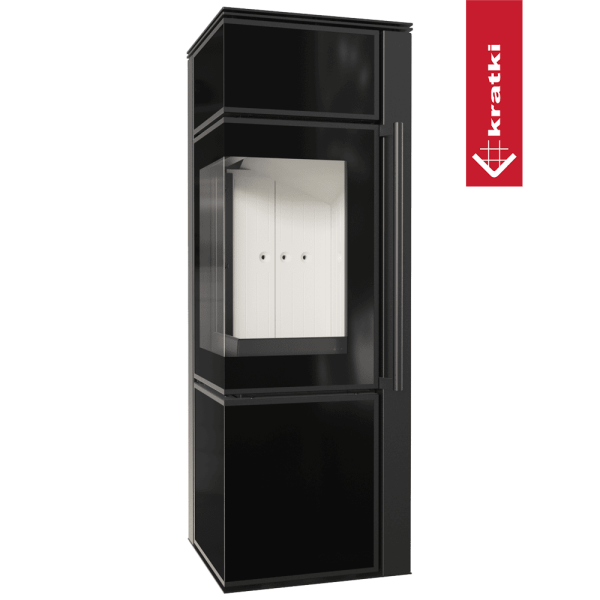 Piec stalowy koza KRATKI TORA/S 8 kW Ø 150 czarny panel szklany