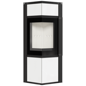 Piec stalowy koza KRATKI TORA/S 8 kW Ø 150 biały panel szklany z domykaniem