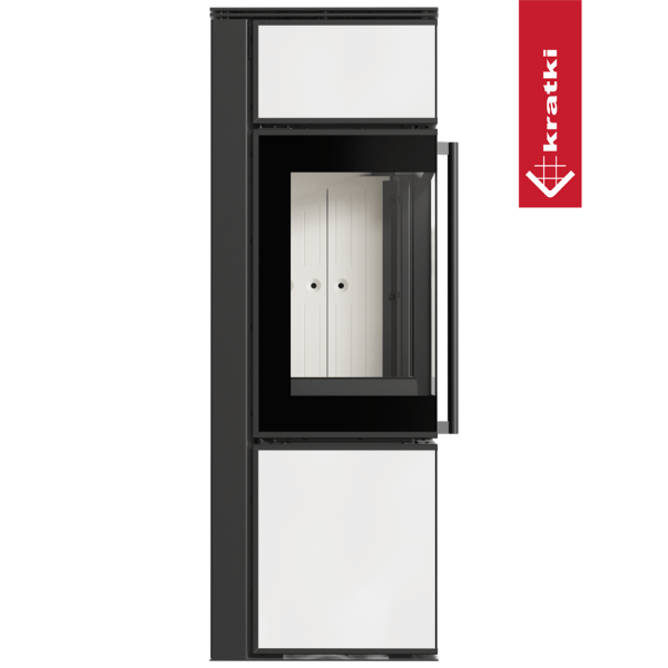 Piec stalowy koza KRATKI TORA/S 8 kW Ø 150 biały panel szklany z domykaniem
