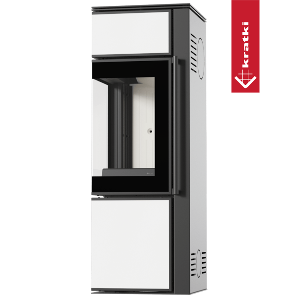 Piec stalowy koza KRATKI TORA/S 8 kW Ø 150 biały panel szklany z domykaniem