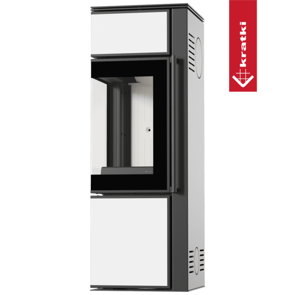 Piec stalowy koza KRATKI TORA/S 8 kW Ø 150 biały panel szklany