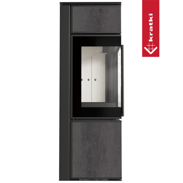 Piec stalowy koza KRATKI TORA/S 8 kW Ø 150 spiek NATURALI PIETRA DI SAVOIA ANTRANCITE BOCCIARDATA