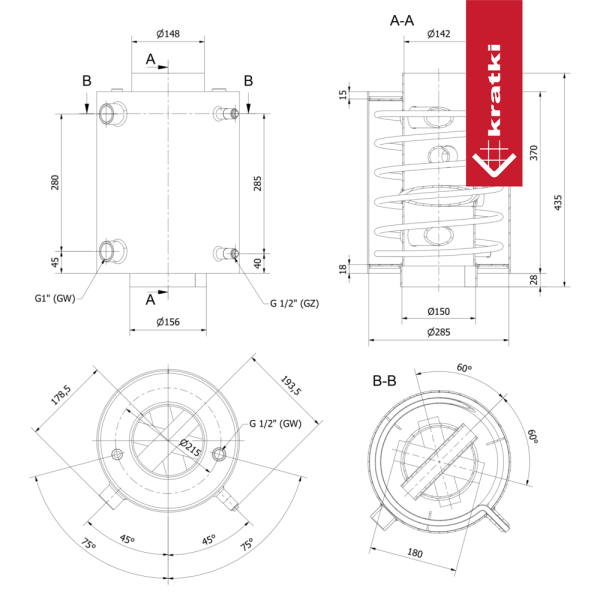 Nasada wodna z wężownicą do pieców TORA/L, REN/L