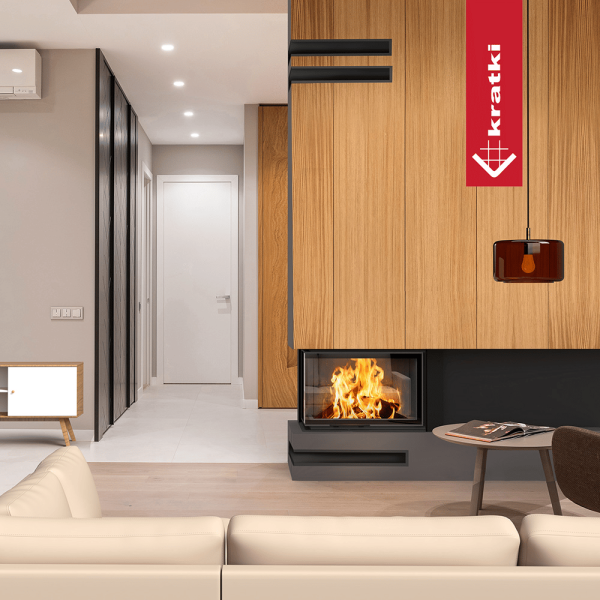 Kominek powietrzny stalowy KRATKI VNL 810/410 14 kW Ø 200 Gilotyna czarne wyłożenie