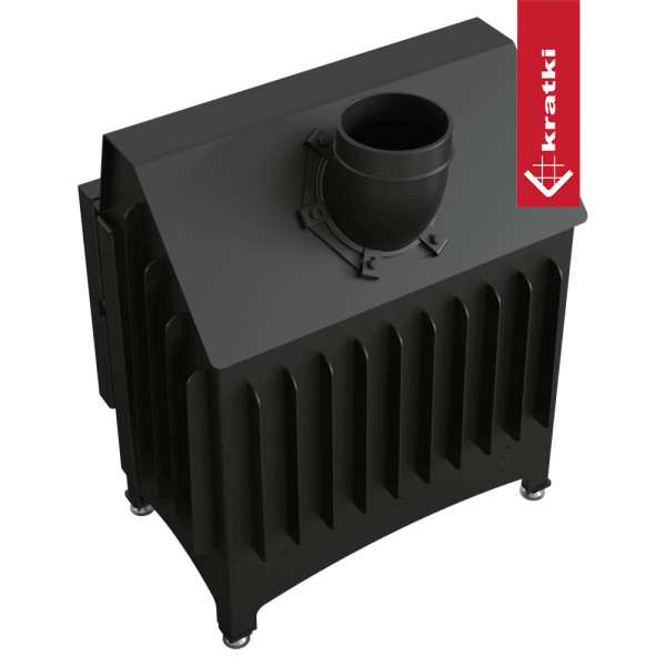 Kominek powietrzny stalowy KRATKI ZIBI DECO lewy BS 11 kW Ø 180 czarne wyłożenie