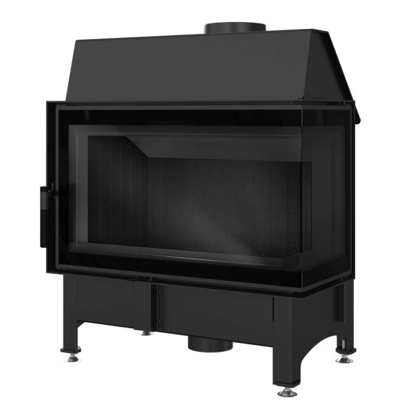 Kominek powietrzny stalowy KRATKI ZIBI prawy BS 11 kW Ø 180 DECO czarne wyłożenie z domykaniem