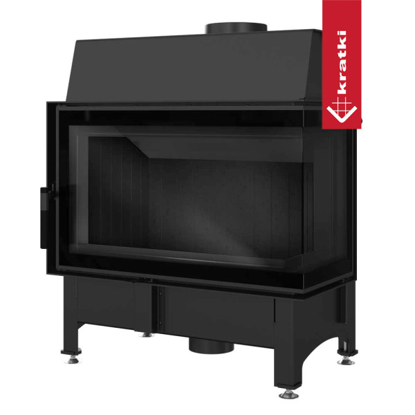 Kominek powietrzny stalowy KRATKI ZIBI prawy BS 11 kW Ø 180 DECO czarne wyłożenie