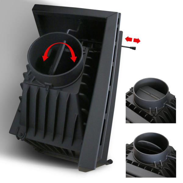 Kominek powietrzny żeliwny KRATKI ZUZIA ECO DECO lewy BS 12 kW Ø 200